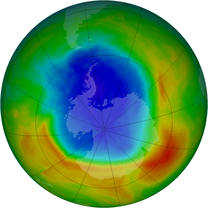 Antarctic ozone map for 29 October 1986